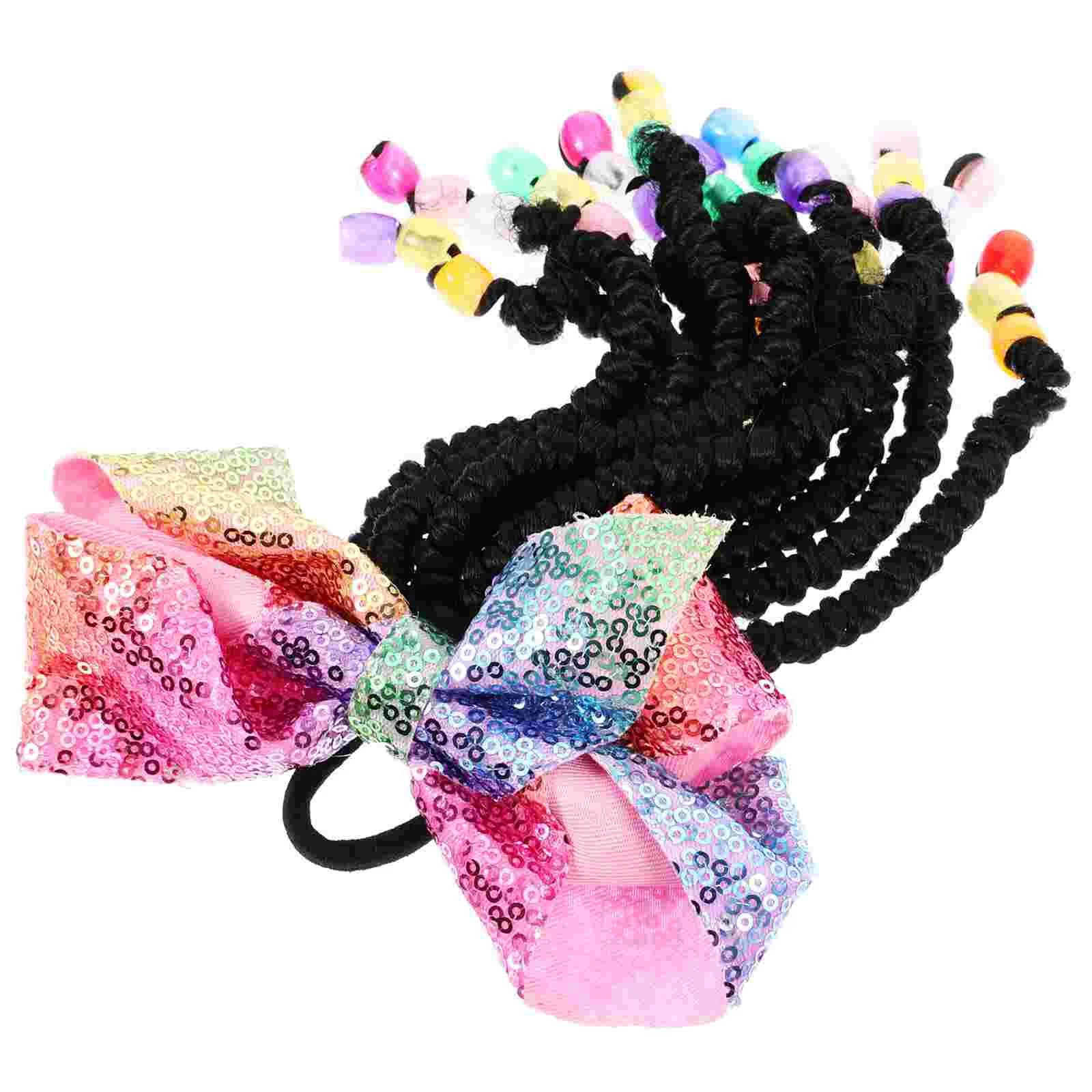 

Colored Wigs Children's Dreadlocks Ponytail Women Hair Extension Beaded Braided Synthetic Hairpiece DIY Extensions Miss