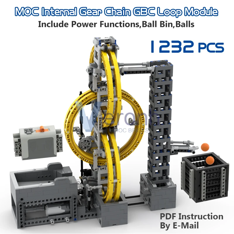 

Creative Internal Gear Chain GBC Module MOC Building Blocks Coneyor Ball Contraption with PF Kit Electric High-tech Bricks Toys