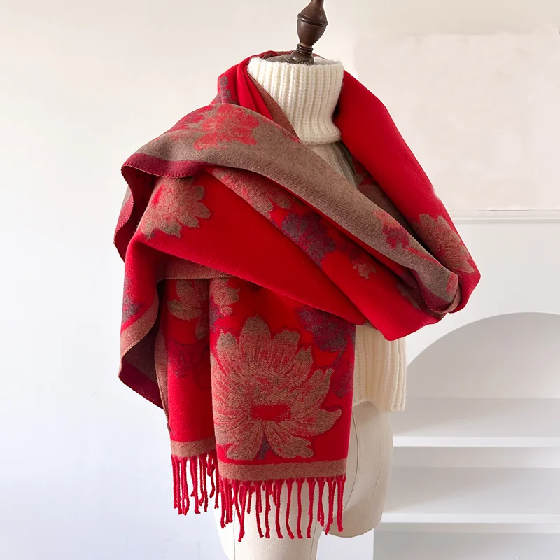 

2025 New Fashion Luxury Jacquard Scarf Women Print New Wraps Travel Poncho Warm Blanket Winter Bufanda Shawl Female Stoles Wh102