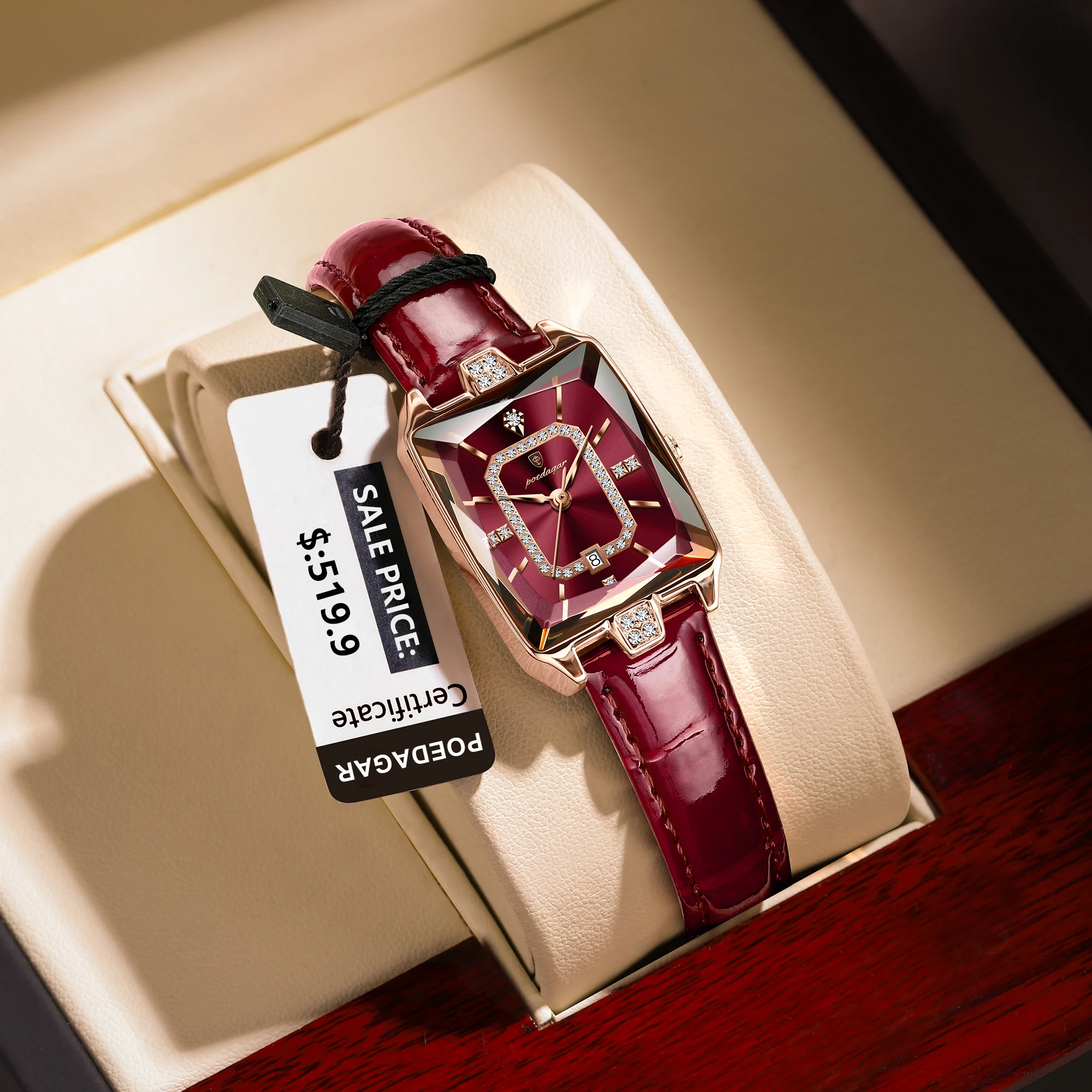 POEDAGAR модные прямоугольные женские наручные часы кожаные водонепроницаемые часы с датой для женщин элегантные роскошные женские кварцевые часы Reloj