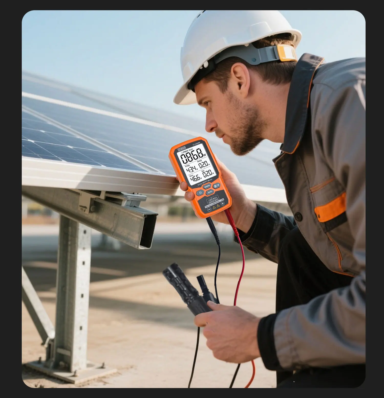 ZIBOO FT-2000W Solarpanel-Tester, MPPT-Messgerät, offener Stromkreis, Spannung und Kurzschluss, mit Hintergrundbeleuchtung und Datenspeicherung, FT-1000 W. – Detail 11