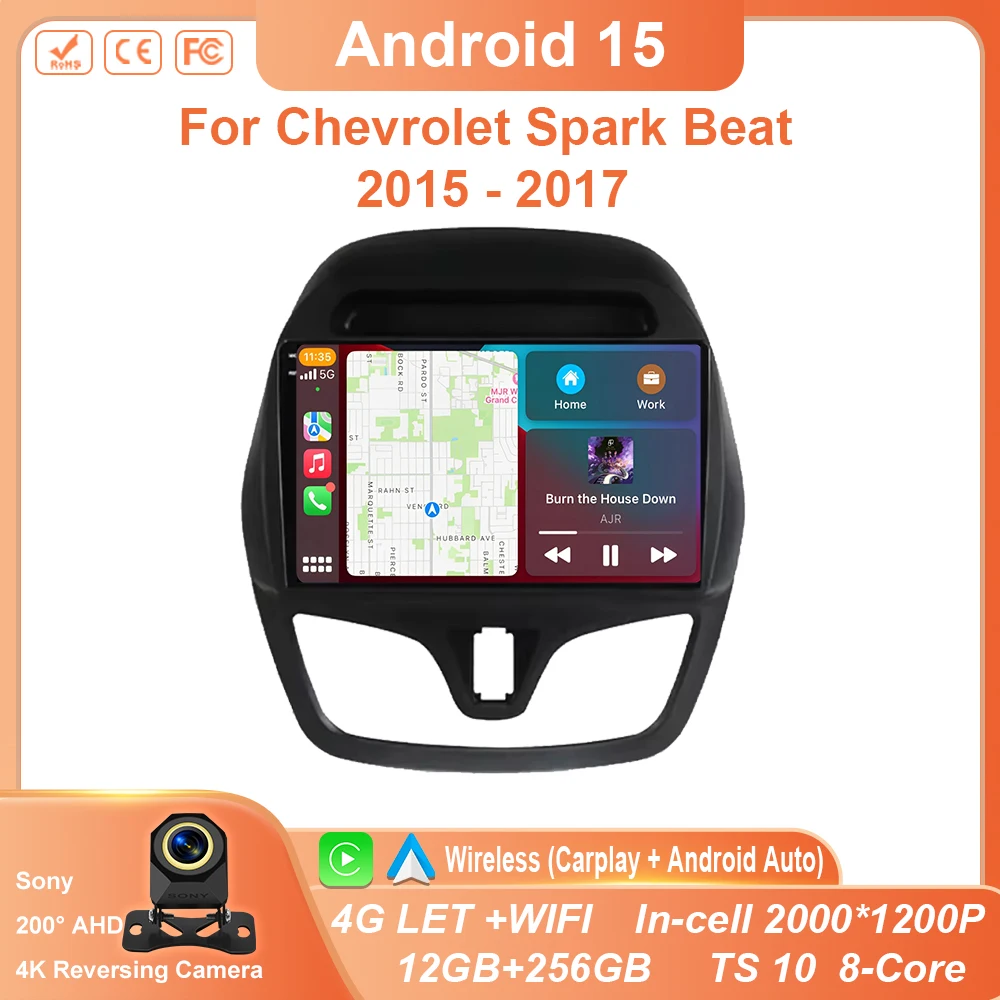 

Car Radio Carplay For Chevrolet Spark Beat 2015 - 2017 GPS Navigation Video Android Auto Stereo 5G Wifi Screen Bluetooth No 2din