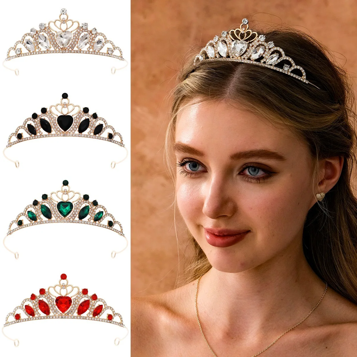 

1Pcs Headpiece Rhinestone Alloy Crown Bride Princess Tiara Wedding Dress Accessories Crown Hair Accessory Cake Decoration Crown