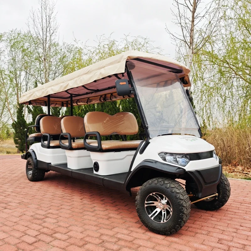 2026 Classic 8 Seater Electric Golf Cart Open Type Beach Vehicle Has Enough Power Rain Cover 12-Inch Tires Upholstered Seat