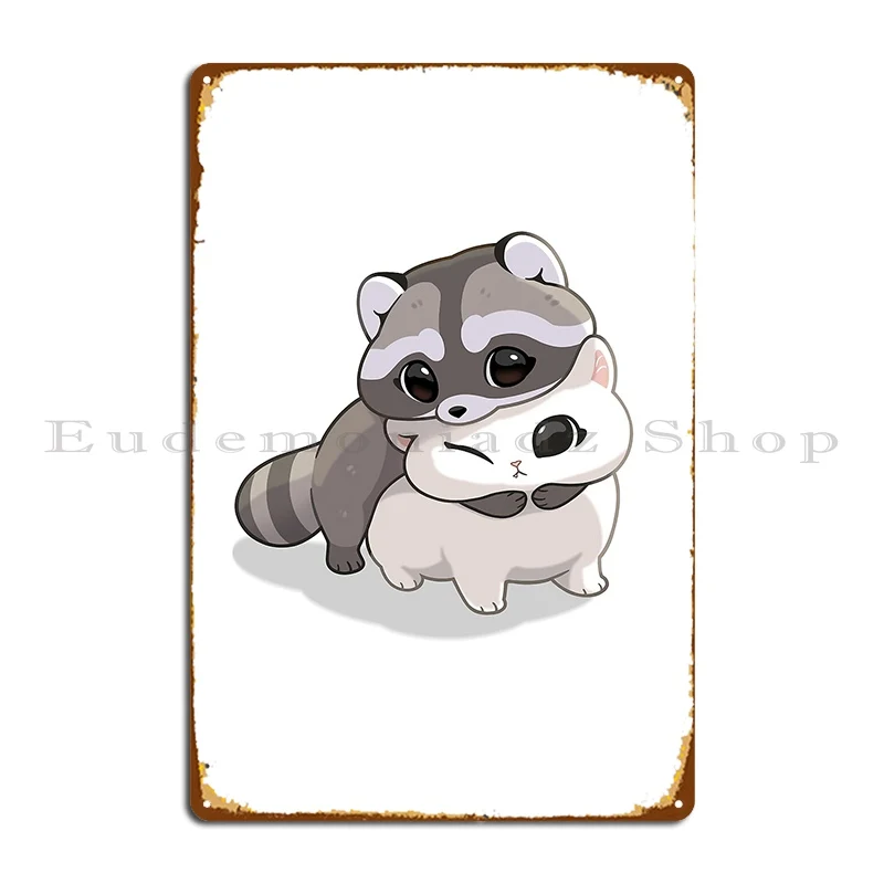 cuddle raccoon Metal Sign Wall Decor Cinema Decoration Designing Printing Tin Sign Poster