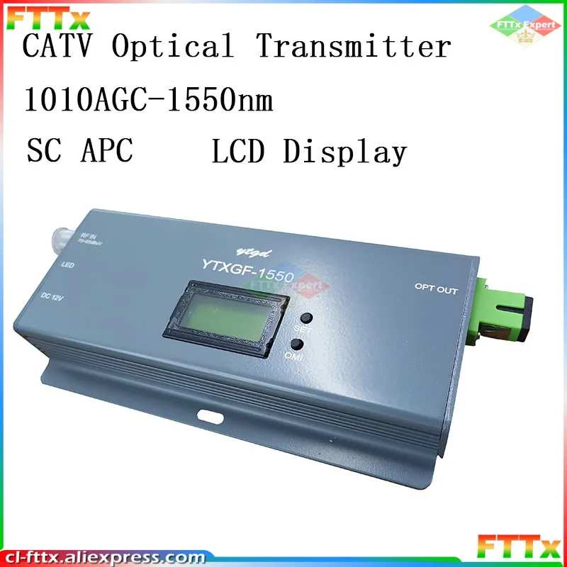 

New FTTH 1010AGC-1550 Optical Fiber Transmitter 1550nm CATV Optical Transmitter With SC/APC Connector RF Input With LCD Display