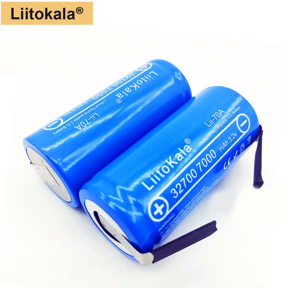 1-12PCS LiitoKala Lii-70A Batteria ad alta potenza 3.2V 32700 7000mAh LiFePO4 + fogli di nichel (scarica corrente massima: 6C)