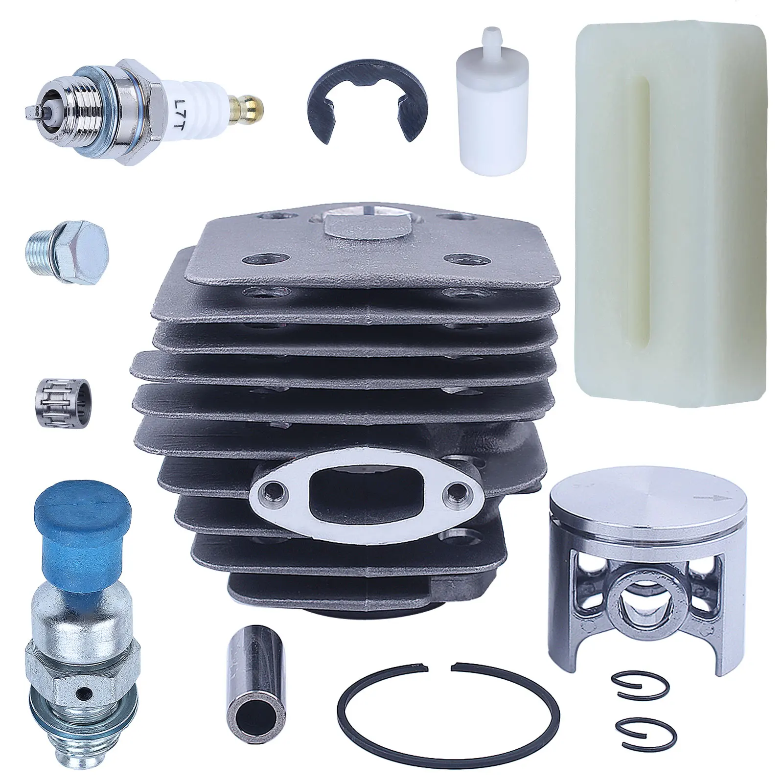 45mm cilindro pistone cuscinetto Carb Kit per Husqvarna 154 254 154XP 254XP motosega parte candela decompressione filtro carburante