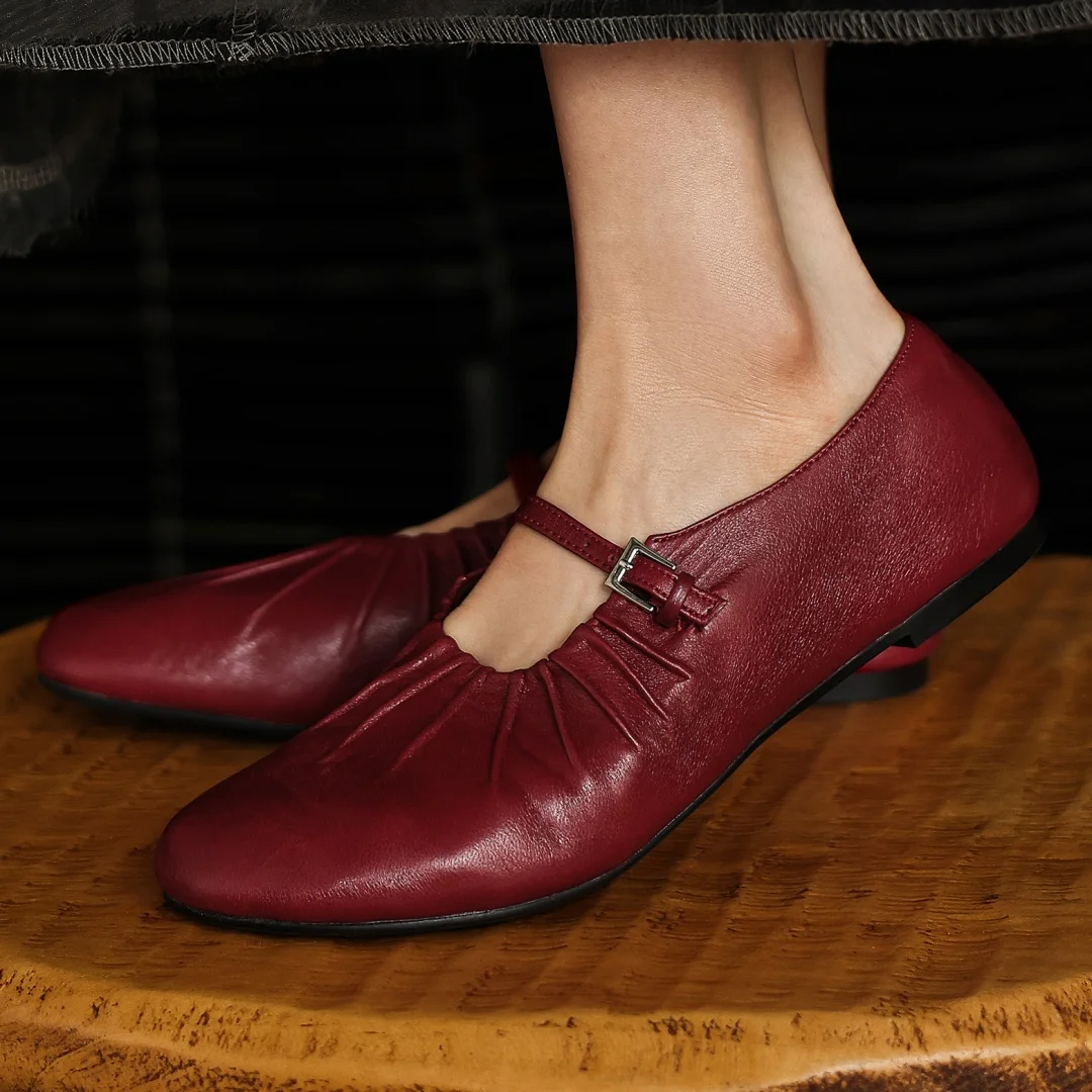 danxuefei-talla-grande-34-42-bailarinas-de-piel-de-oveja-con-punta-redonda-y-hebilla-metalica-plisada-para-mujer-bailarinas-suaves-de-alta-calidad