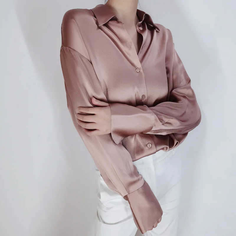 Birdtree 22MM 100%Real Silk Elegant Women Shirt Long Sleeve Solid Commute Basics Blouses Office Lady 2024 Spring New T41118QM