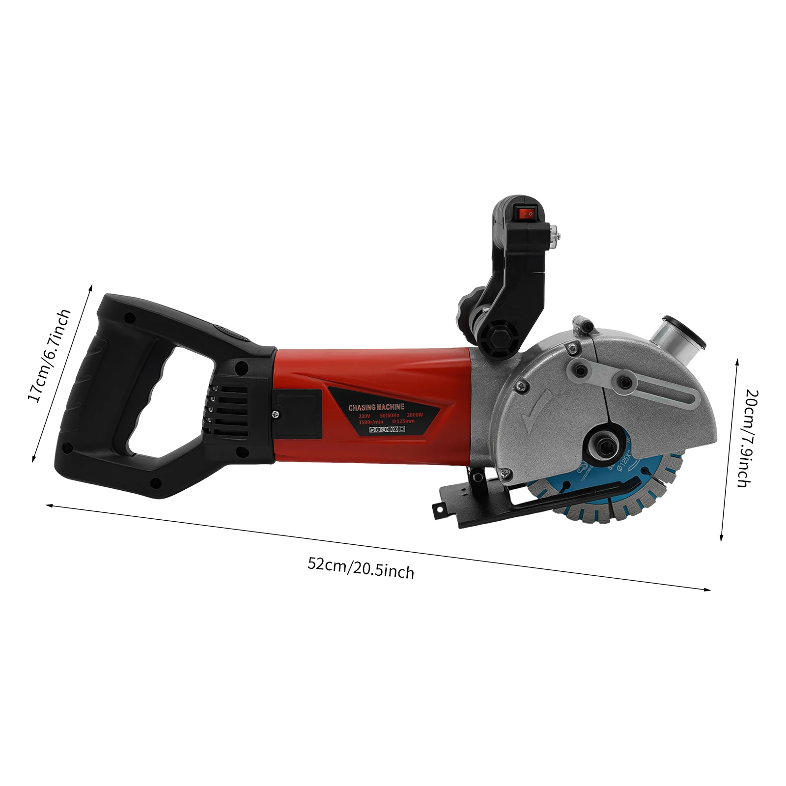 Staubfreier Wandfräser mit Laser-Zielhilfe | 2800W 125mm Elektrische Schlitzfräsmaschine mit 5 Klingen | Betonschneider – Detail 6