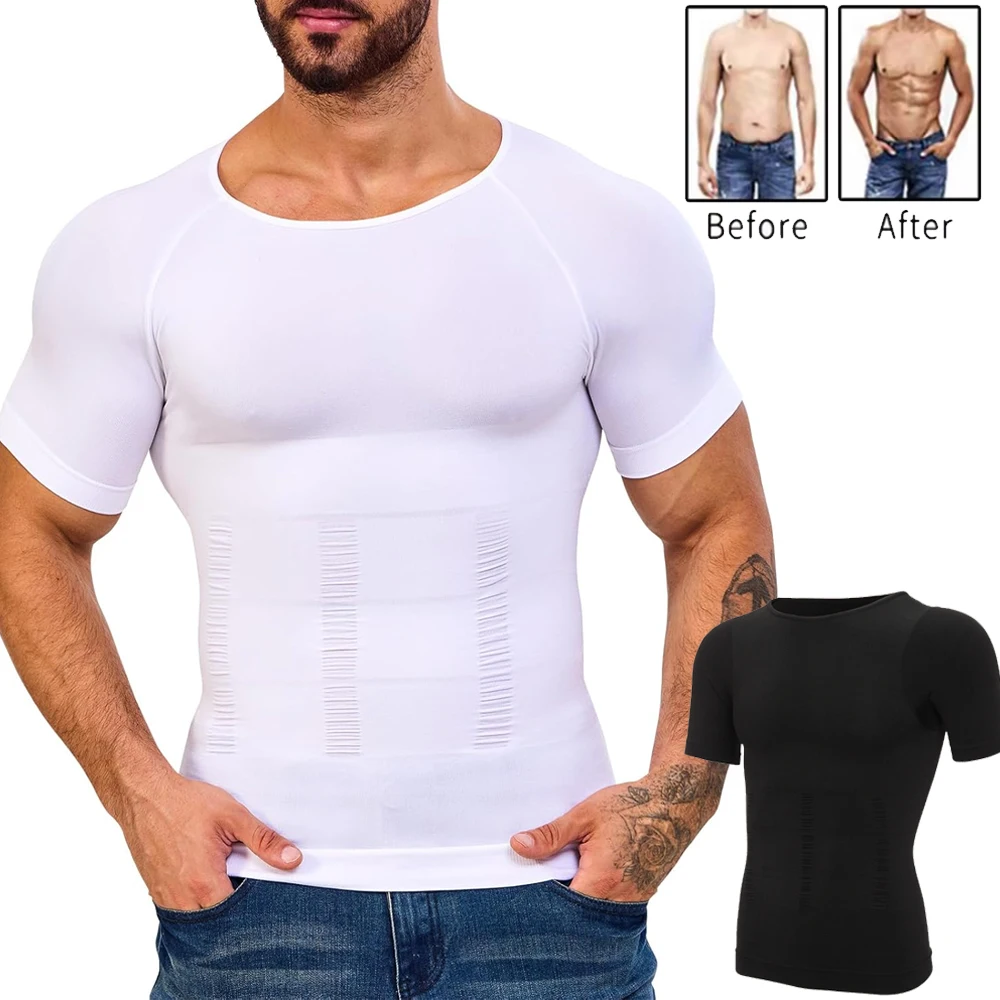

Mens Slimming Underwear Body Shapewear Short Sleeve Abdomen Slim Tank Top Compression Shirt Abs Abdomen Body Shaper Support 2025