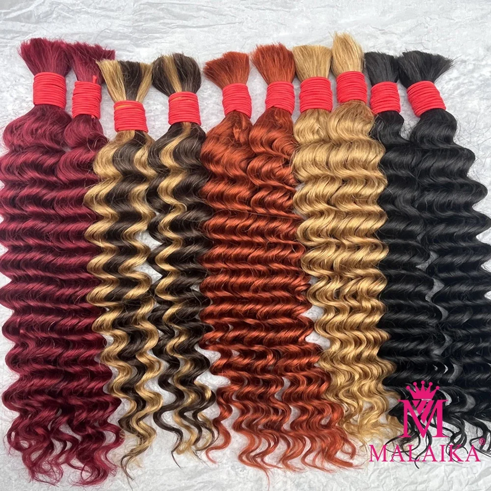 Malaika Boho Braids Human Hair Goddess Braiding Human Hair Bundles Deep Water Wave 100% Brazilian Human Hair for Black Women