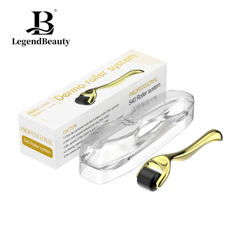 Golden Handle  540 Micro Needle Hair Regrowth Derma Roller  Microneedling for Face Body Hair & Beard Growth-Men Facial Microderm