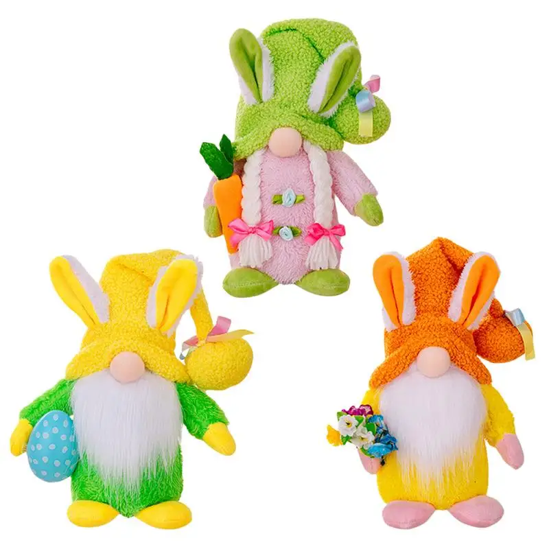 

Easter Gnomes Ornaments Cute Rabbit Easter Gnomes With Led Light Easter Rabbit Dwarf Easter Tiered Tray Decorations Doll