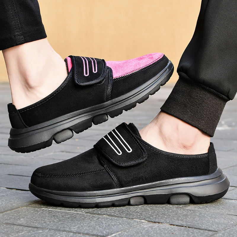 YISHEN Winter Women Men's Cotton Slippers Outdoor Indoor Home Shoes Warm Non-Slip Flats Platform For Couple Slip On Ladies Shoes