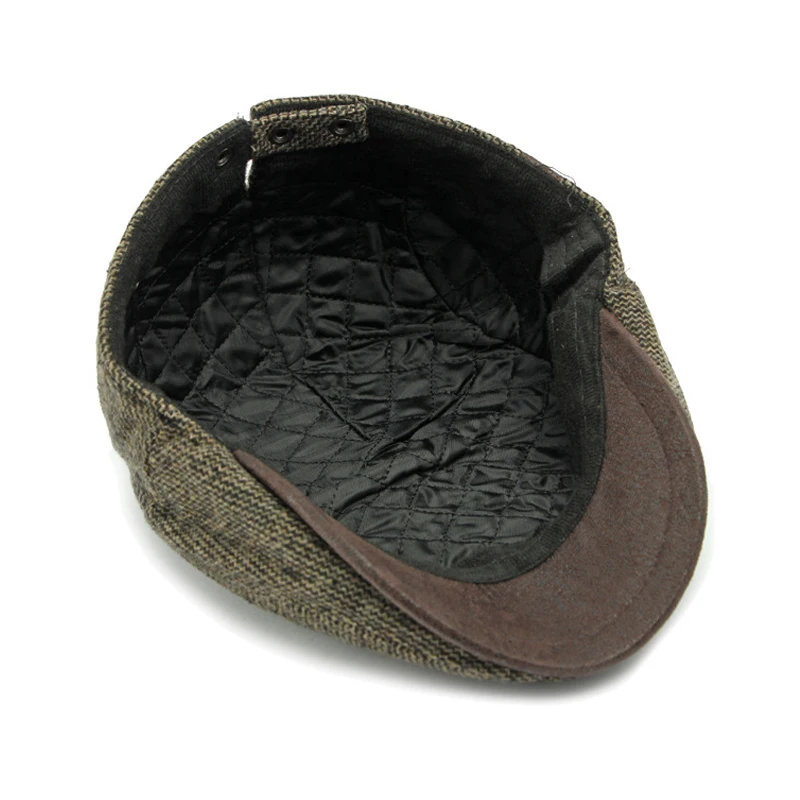 Autumn Winter Beret Hat Men Solid Flat Peaked Cap For Man Women Retro Newsboy Cap Herringbone Forward Hat Painter Duckbill Cap 5