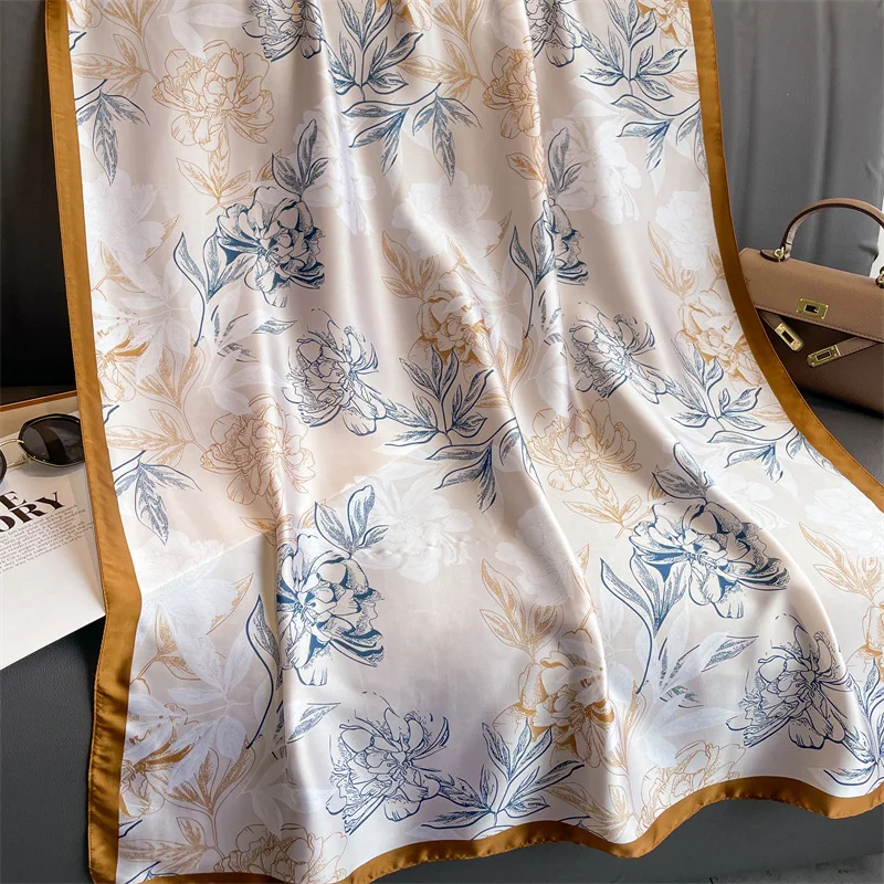 180*90cm Elegant Print Large Size Scarves Women High Quality Soft Silk Scarf Sun Protection Shawl Hijab Bandanna Foulard Muffler