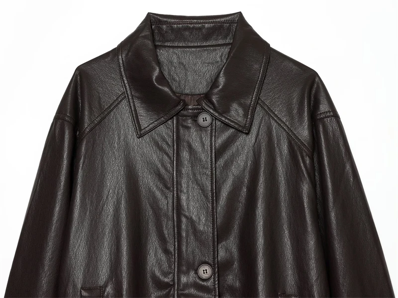 Guobioziy Women's Slim-Fit Zipper Faux Leather Jacket 2026 Spring-Autumn New Euro-American Casual Fashion Motorcycle Streetwear