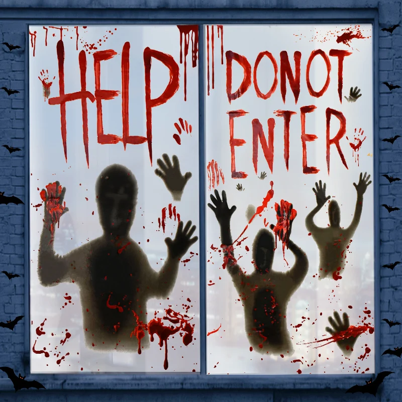 

Halloween Decoration for Home DIY Window Glass Sticker Horror Bloody Handprint Haunted House Halloween Party Decor Wallpaper