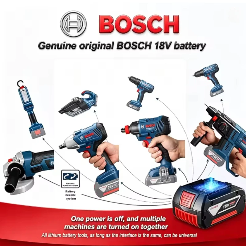 Original Bosch 18V 6.0Ah Lithium Battery,Output Stability,durable,fit BAT612, BAT622，Compatible for Bosch 18V Cordless Tools