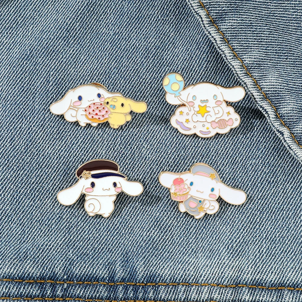 Sanrio Metal Cinnamoroll lucu Enamel bros Fashion ransel aksesori Lapel lencana Anime Pin wanita gadis pakaian aksesoris