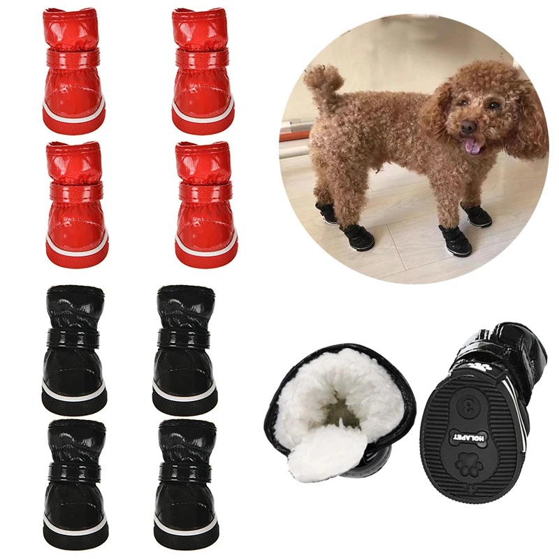 Zapatos impermeables para mascotas, botas de nieve para perros, calzado de lluvia para cachorros, accesorios para Chihuahua y Bulldog, 4 unidades por juego
