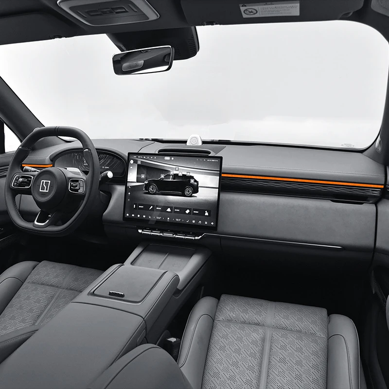 For ZEEKR 7X 2025, Italian Suede Leather Central Console Dashboard Trim Strip Instrument Trim Stickers Interior Accessories 3