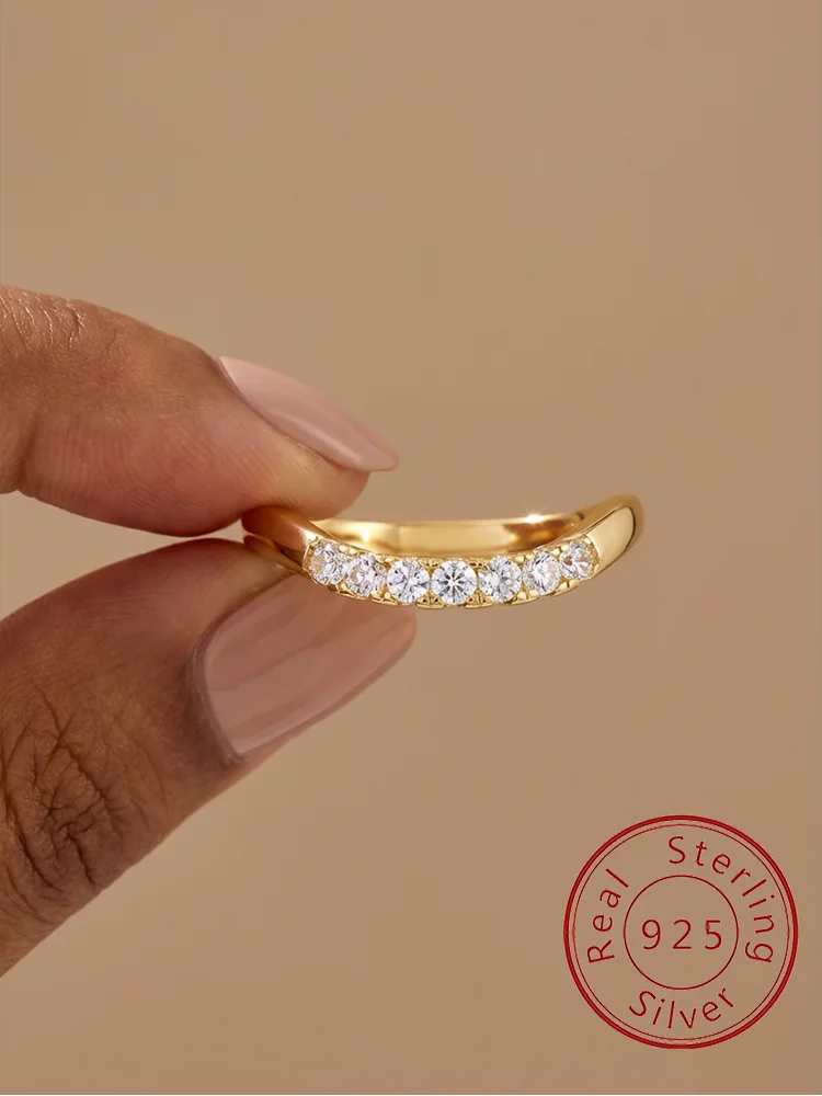 925 فضة موضة بساطتها U شكل الزركون الدائري للنساء حفلة خطوبة ارتداء اليومي جودة عالية غرامة مجوهرات #1