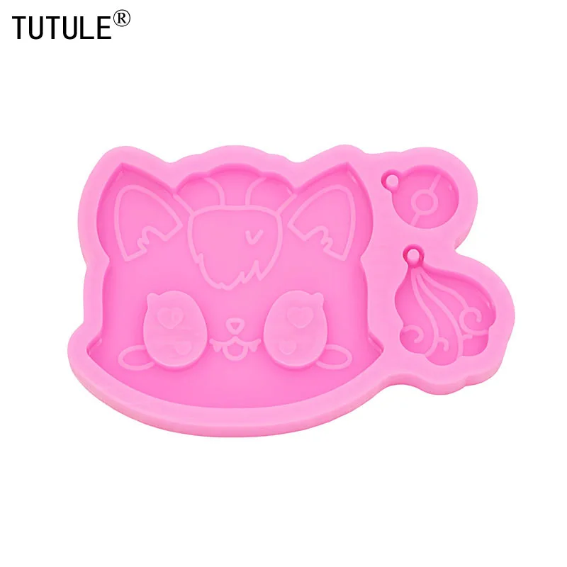 Shiny cat keychain Polymer Clay mold Silicone epoxy resin kawaii Silicone mold Cute Anime Fondant Chocolate Mold