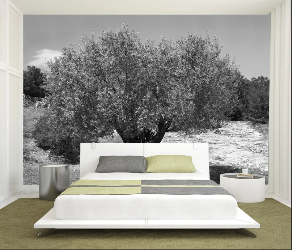 

Customize any size 3d wallpaper black and white photos Retro simple landscape forest background wall wallpaper bedroom mural