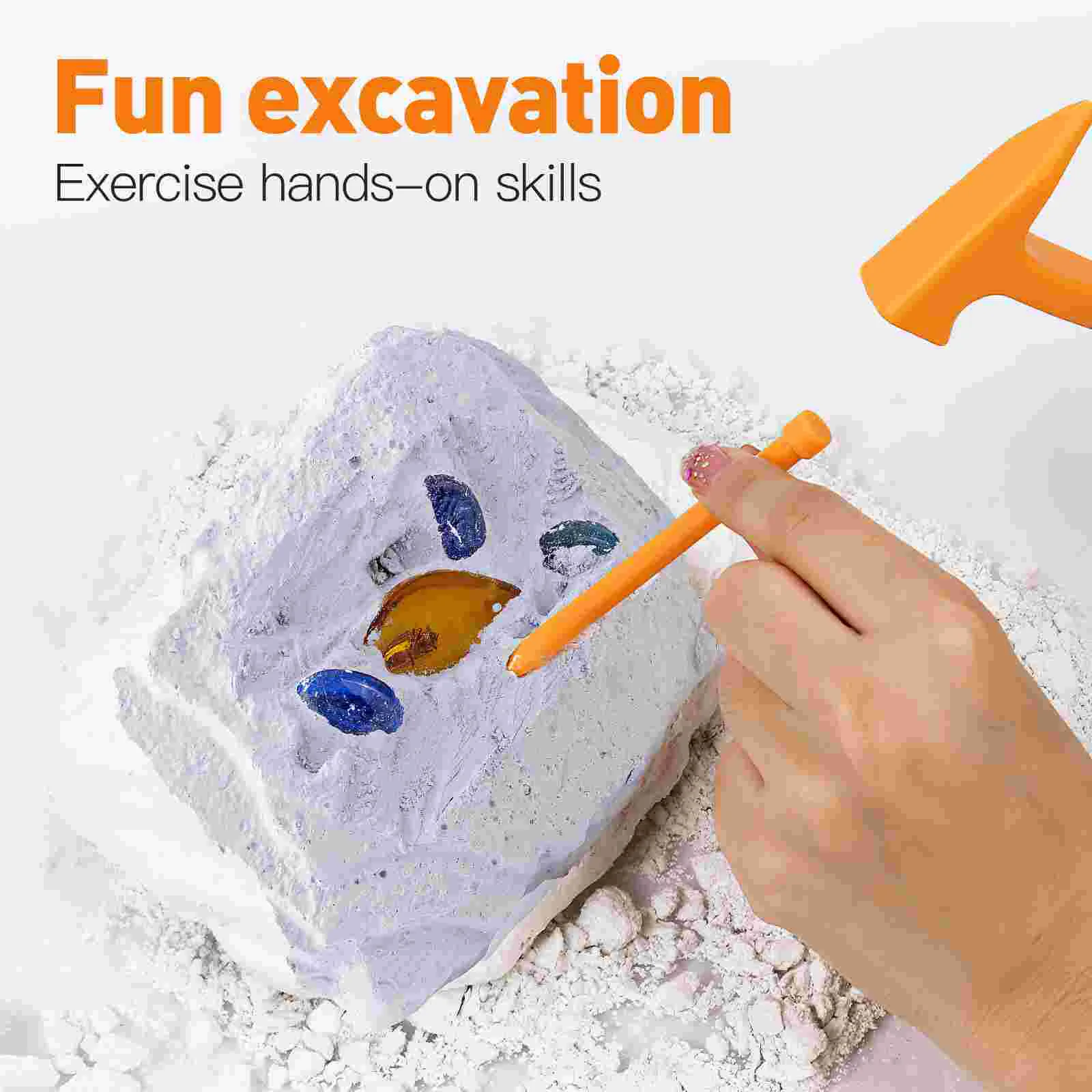 3 ensembles Kit d'outils d'excavation pour enfants jouets d'excavation pour enfants marteau en plastique ciseau brosse pierres précieuses Kit de creuser ensemble d'outils archéologiques