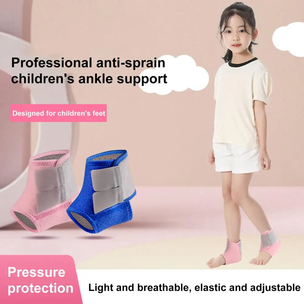 Supportive Open-hole Ankle Wrap Kids Ankle Brace Set Foot Support Stabilizer Wraps Protector Guard Sleeve Sock Pink for Injury