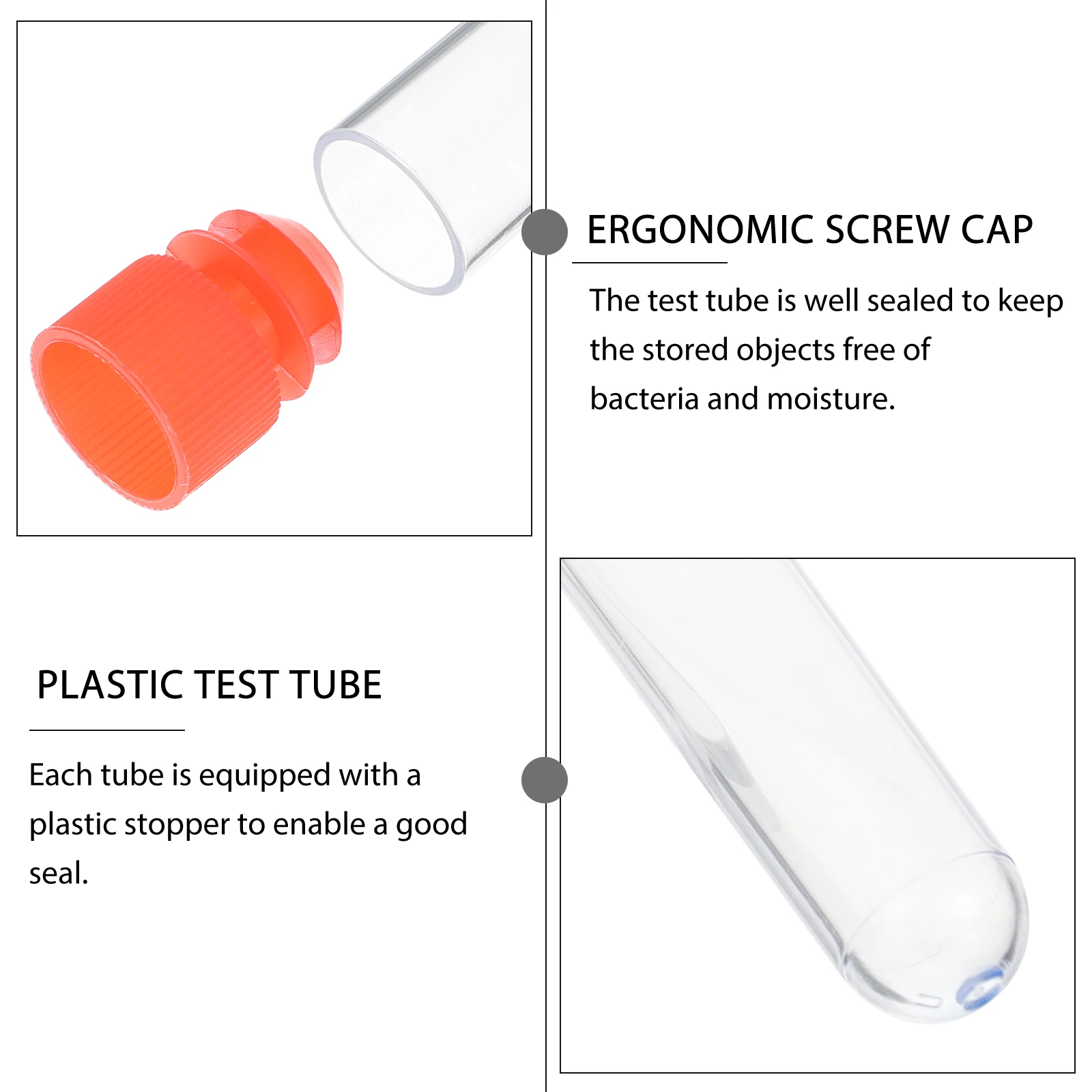 

40pcs Science Lab Test Tubes Disposable Plastic Tubes With Stoppers For Liquid Storage Educational Use Students Teachers Parents