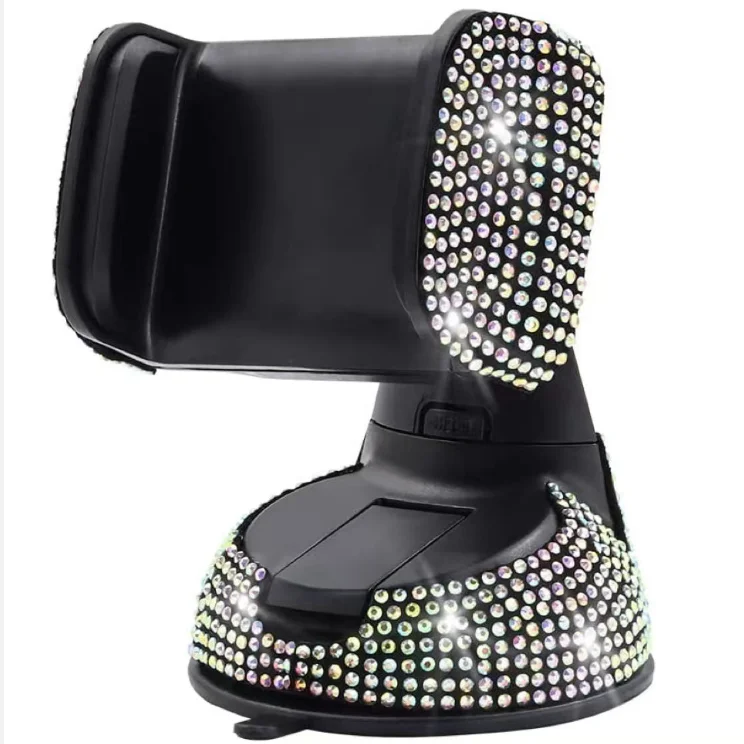 Luxury Crystal Car Cell Phone Mount For Women Girl Universal Bling Rhinestone Phone Holder For Dashboard Windshield And Air Vent