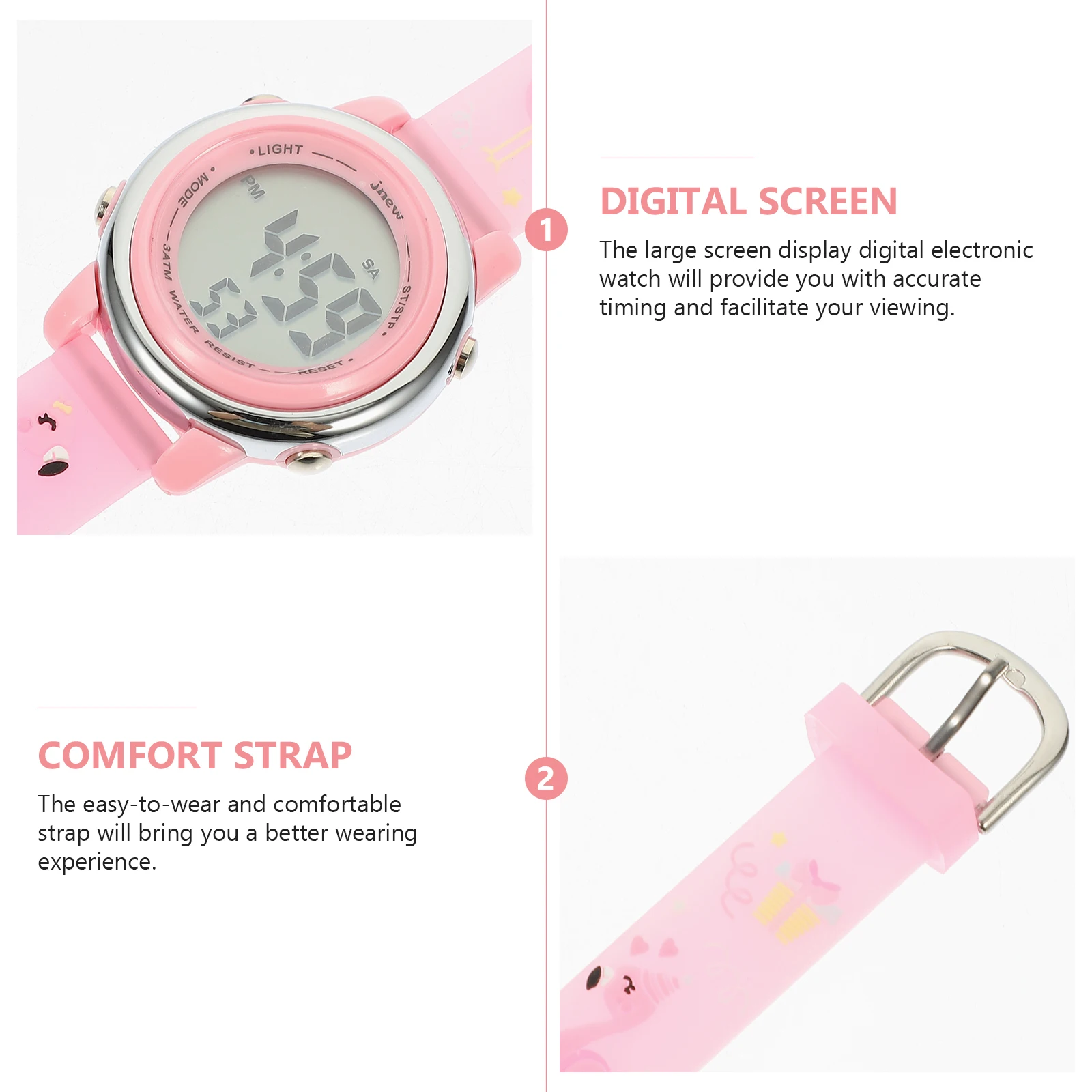 

Luminous Cartoon Watch Kids LED Waterproof Multi-Functional Adorable Night Light Electronic Durable Adjustable for Children