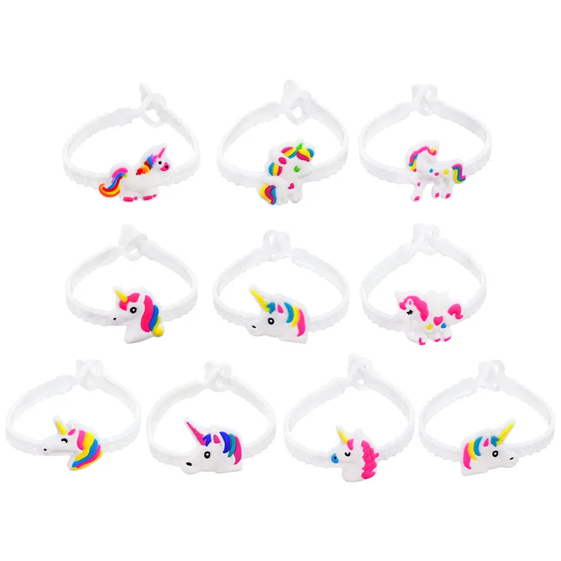 10Pcs Unicorn Party Bracelets Decoration Rubber Bangle Girl Unicorn Birthday Party Supplies Kids Christmas Gifts Toy Baby Shower