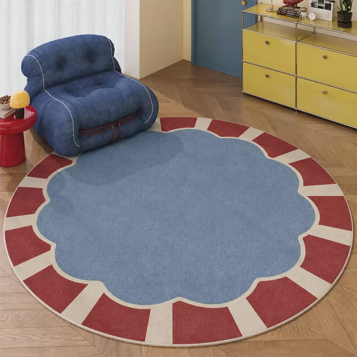 Fashion Minimalism Round Mats Living Room Carpet Anti-slip Floor Mat Washable Rug Bedroom Mats Home Decoration Alfombra Redonda