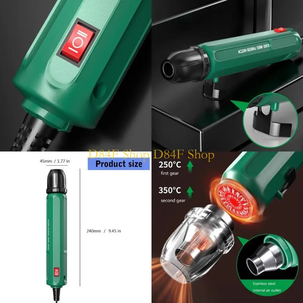D84F Compact Hot Air Tool 500W with Adjustable Temperature for DIY & Vinyls Wraps