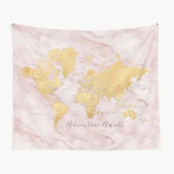 Adventure Awaits Gold And Pink Marble D  Tapestry Towel Colored Travel Decoration Art Room Home Living Decor Printed Hanging