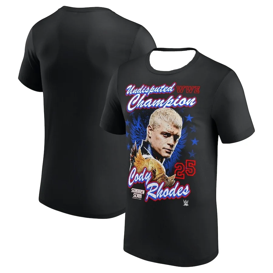 

Мужская летняя одежда WWE Cody Rhodes SummerSlam 2025, футболка Winner, быстросохнущая впитывающая пот футболка, топ Moto