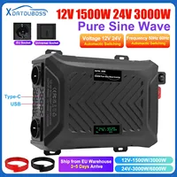 Datou Boss 12V-1500W 24-3000W Auto Switching Inverter Pure Sine Wave 50Hz or 60Hz Adjustable With Cables 220Vac Output Inverter