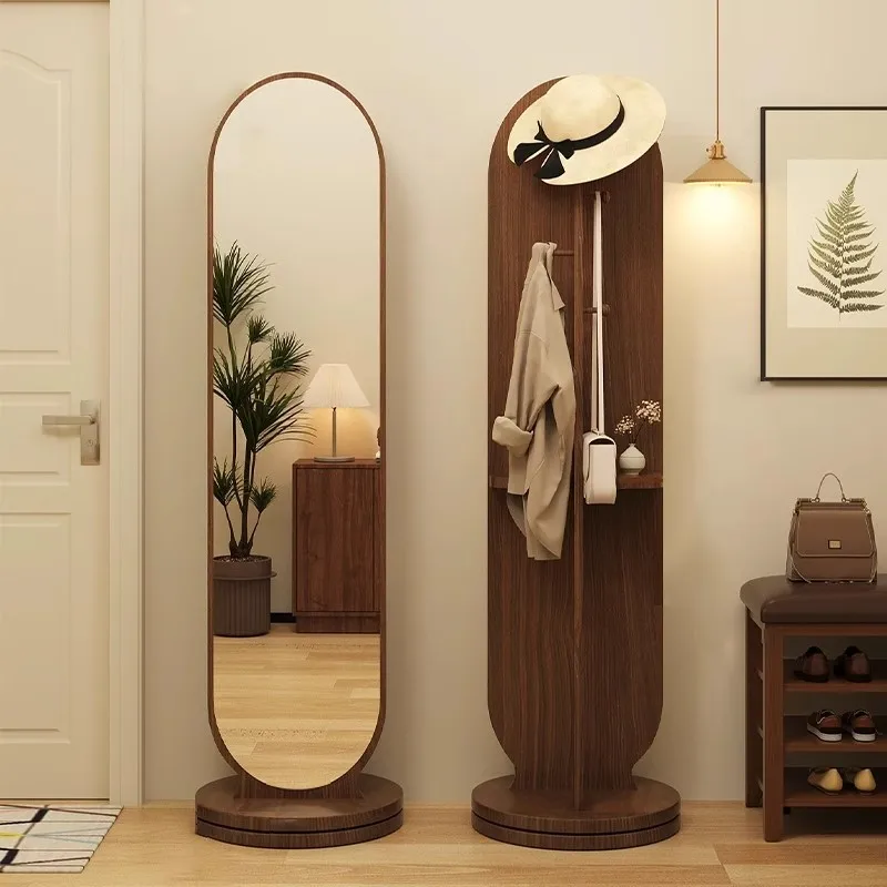 

Rotating full body household bedroom coat rack mirror integrated fitting mirror vertical movable