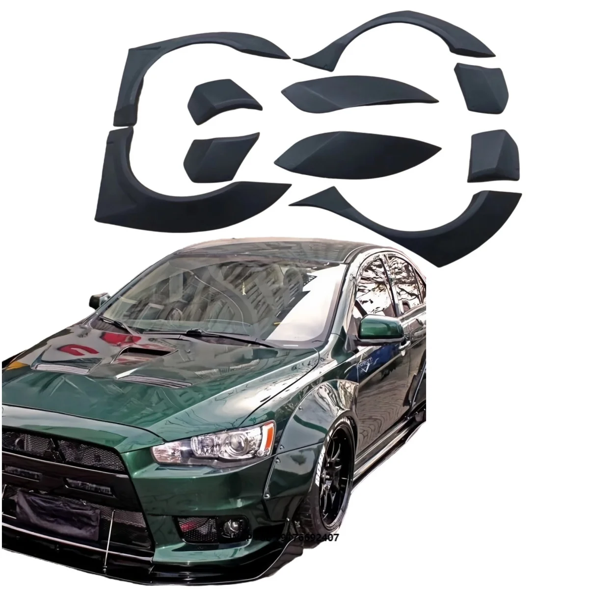 

Formitsubishi Lancer Ex Body Kit Wide Body Wheel Eyebrows Widened Fenders Hood EVO10 Modification and Upgrade