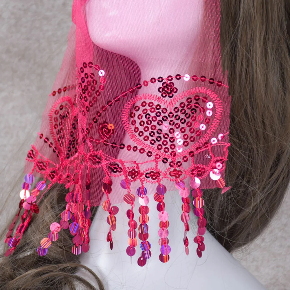 

Mysterious Veil Cosplay Mask Halloween Masquerade Belly Dance Veil Mask for Carnival Dance Party (Rosy, Random Frame