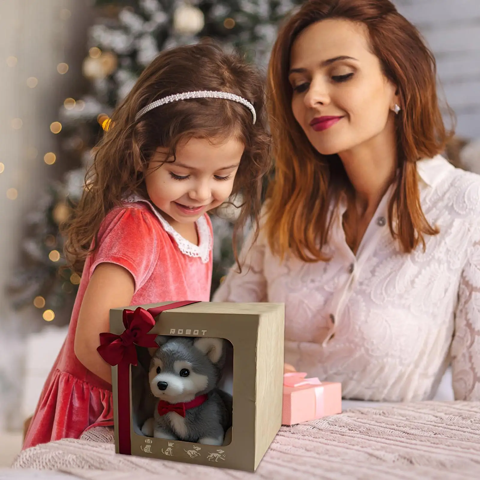 

Realistic Robot Puppy Interactive Plush Dog Barking Walking Tail Wagging Soft Toys Animal Companion For Kids Ages 0-5 Home