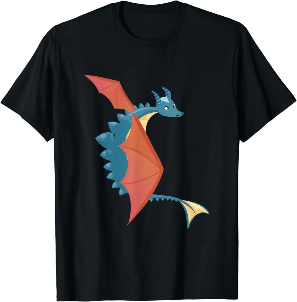 Cute Dragon With Horns And Red Wings Funny Gift T-ShirtAnime Pattern Clothing Y2K Summer