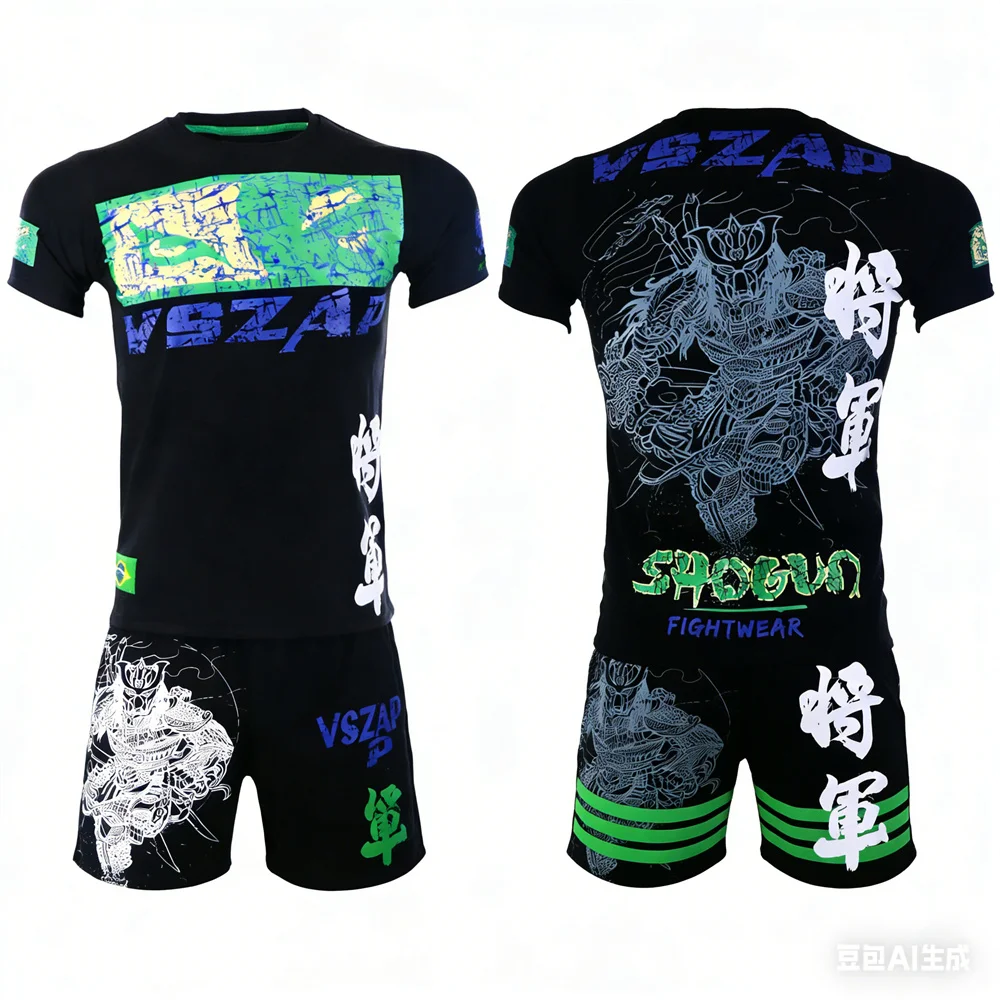 Conjunto de dos piezas de camiseta y pantalones de boxeo de verano, conjunto de camiseta de Muay Thai para entrenamiento, traje deportivo Y2k, nuevo conjunto de Muay Thai