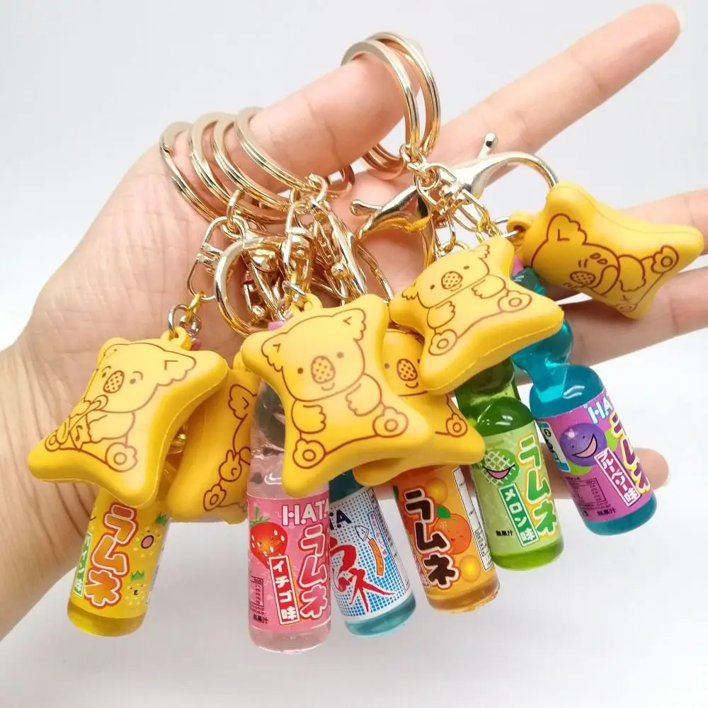 Creative Simulation Marbles Bobble Soda Key Chain Japanese Cute Soda Drink Charm Miniature Dollhouse Ornaments Bag Accessories