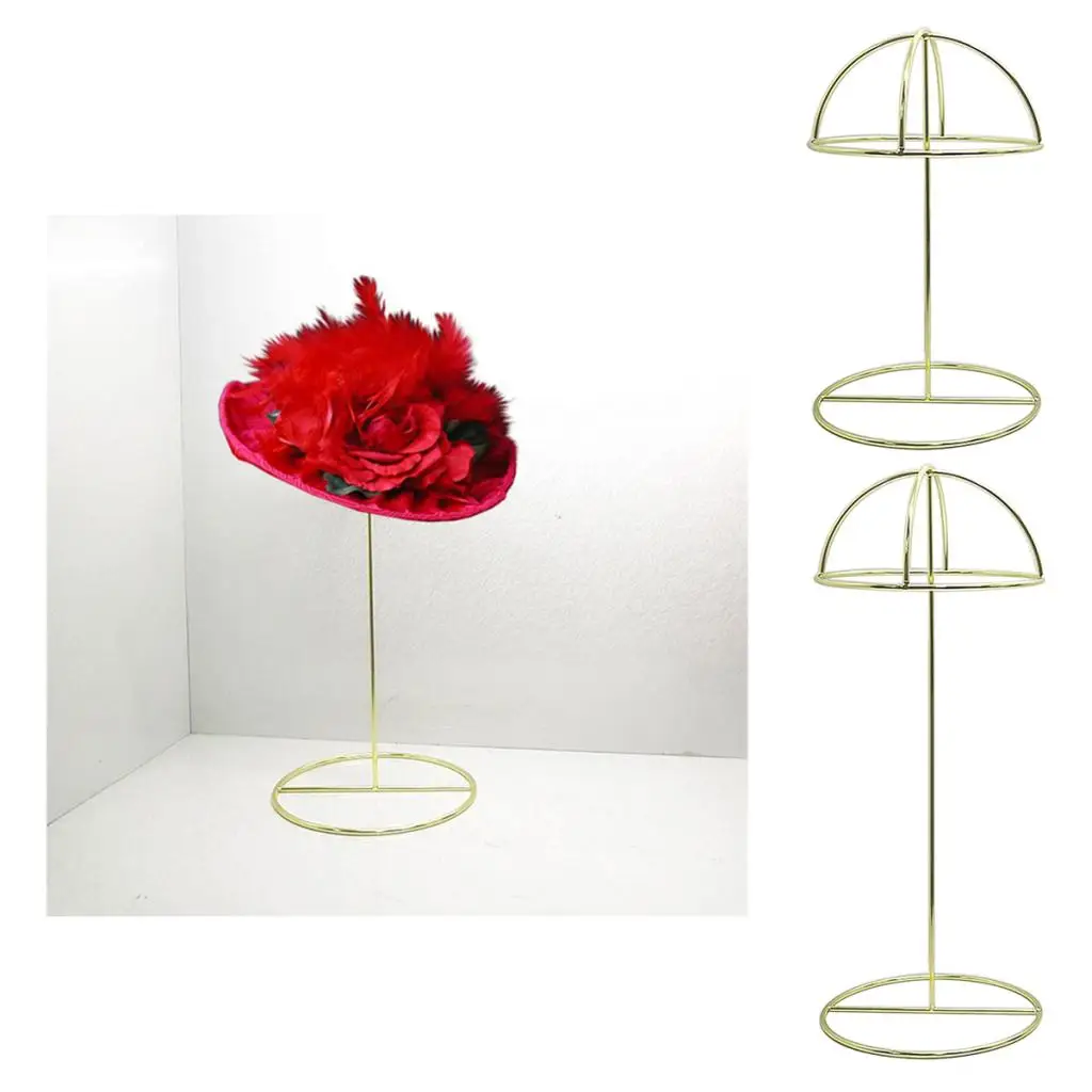 iron-tabletop-hat-display-stand-freestanding-hat-rack-golden-bracket-jewelry-holder-for-professional-styling